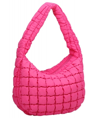 Puffy Quilted Nylon Shoulder bag NQ131 FUCHSIA